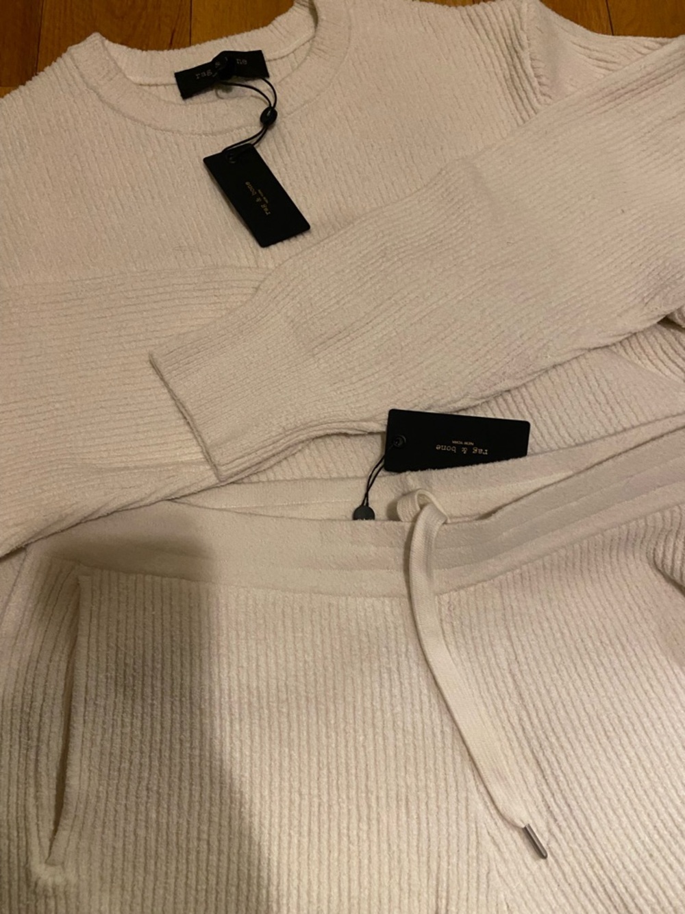 rag & bone Cream Ribbed Knit Top
